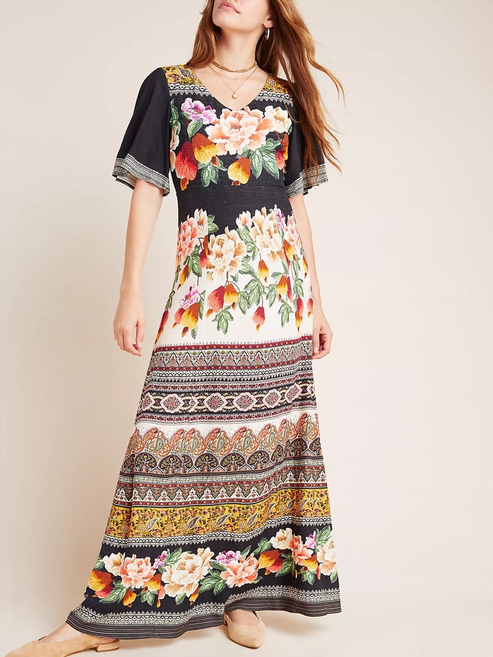 Farm Rio x Anthropologie Esmeralda Floral Maxi Dress Large L